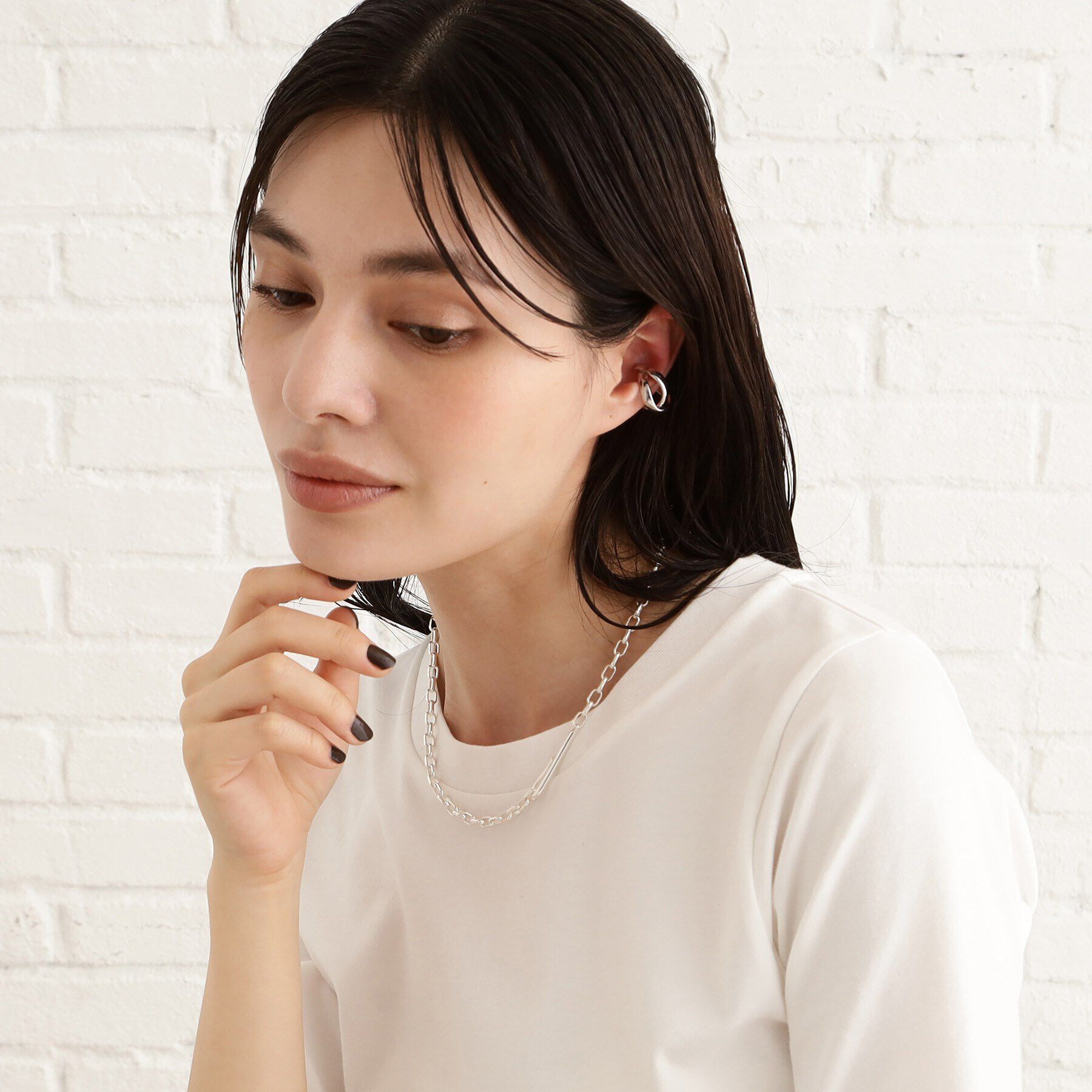 COCOSHNIK ONKITSCH「シルバー ドームチェーン フックネックレス」|ネックレス|