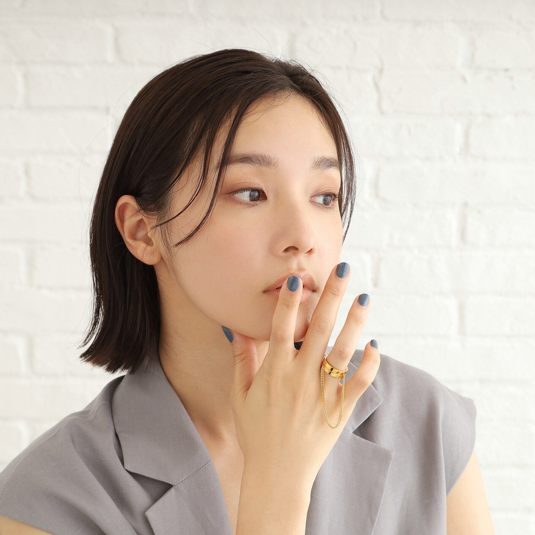 COCOSHNIK ONKITSCH「シルバー ドレープチェーン ダブルストレートリング GP」|リング|