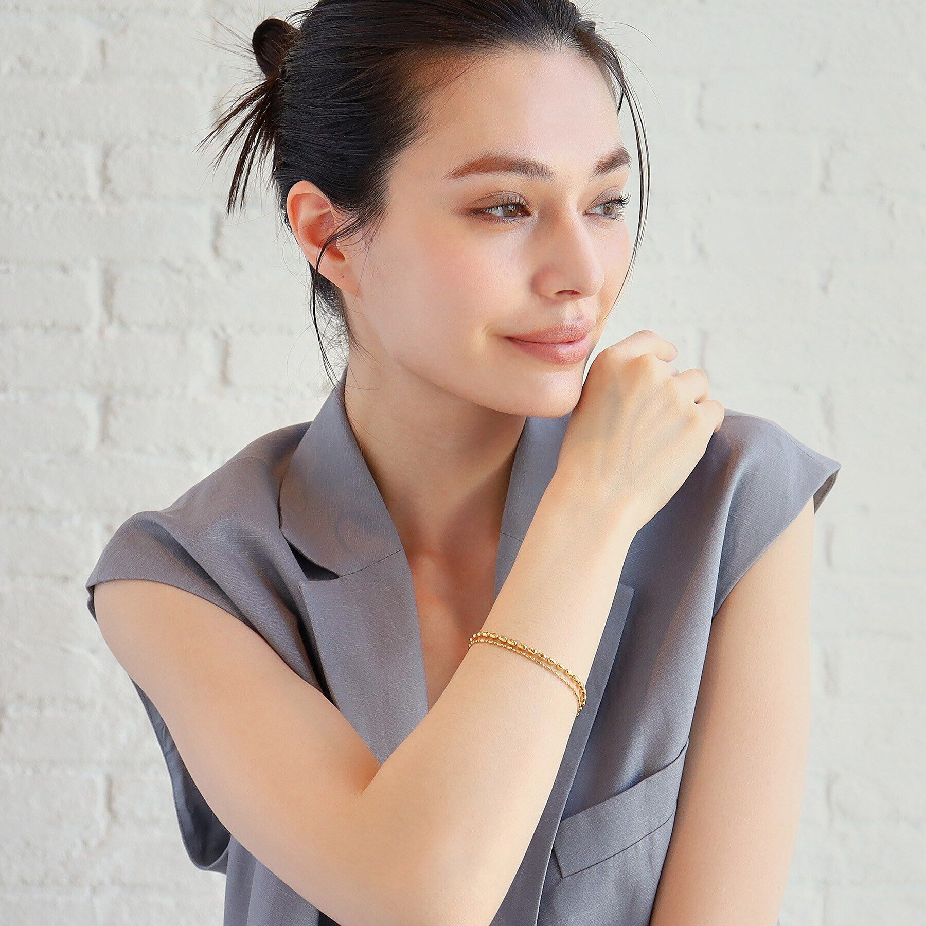 COCOSHNIK ONKITSCH「シルバー コンビネーションチェーン オーバルボール シリンダー ブレスレット GP」|ブレスレット・バングル|