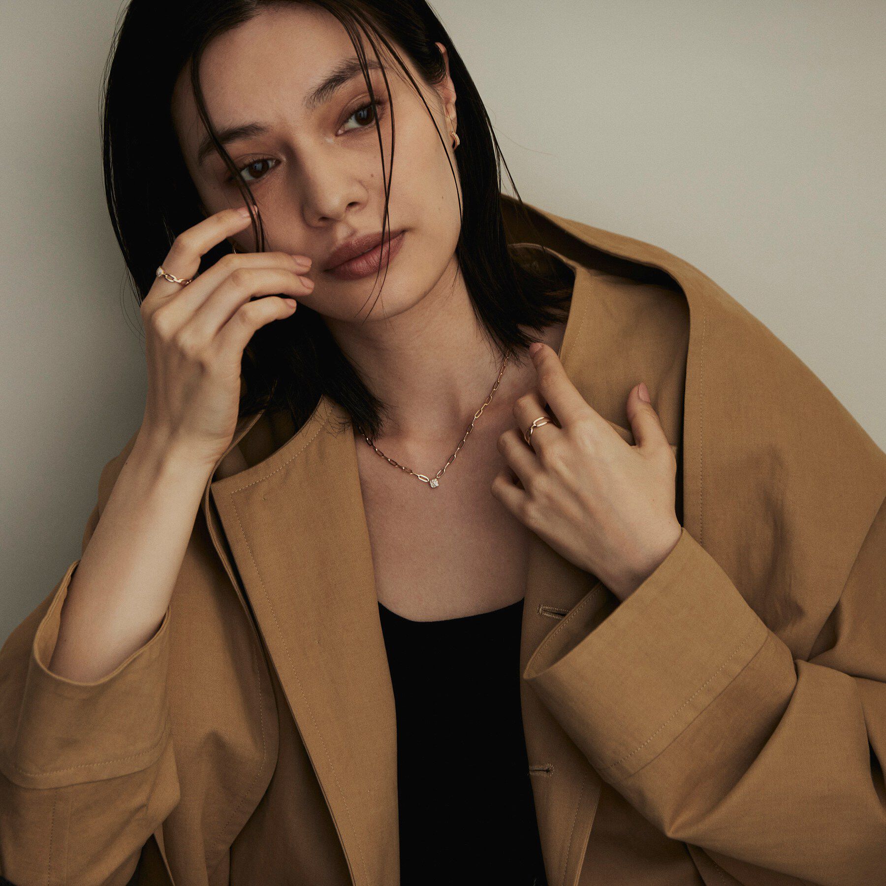 COCOSHNIK「K10ダイヤモンド ランダムパヴェ中空プリム ネックレス」|ネックレス|