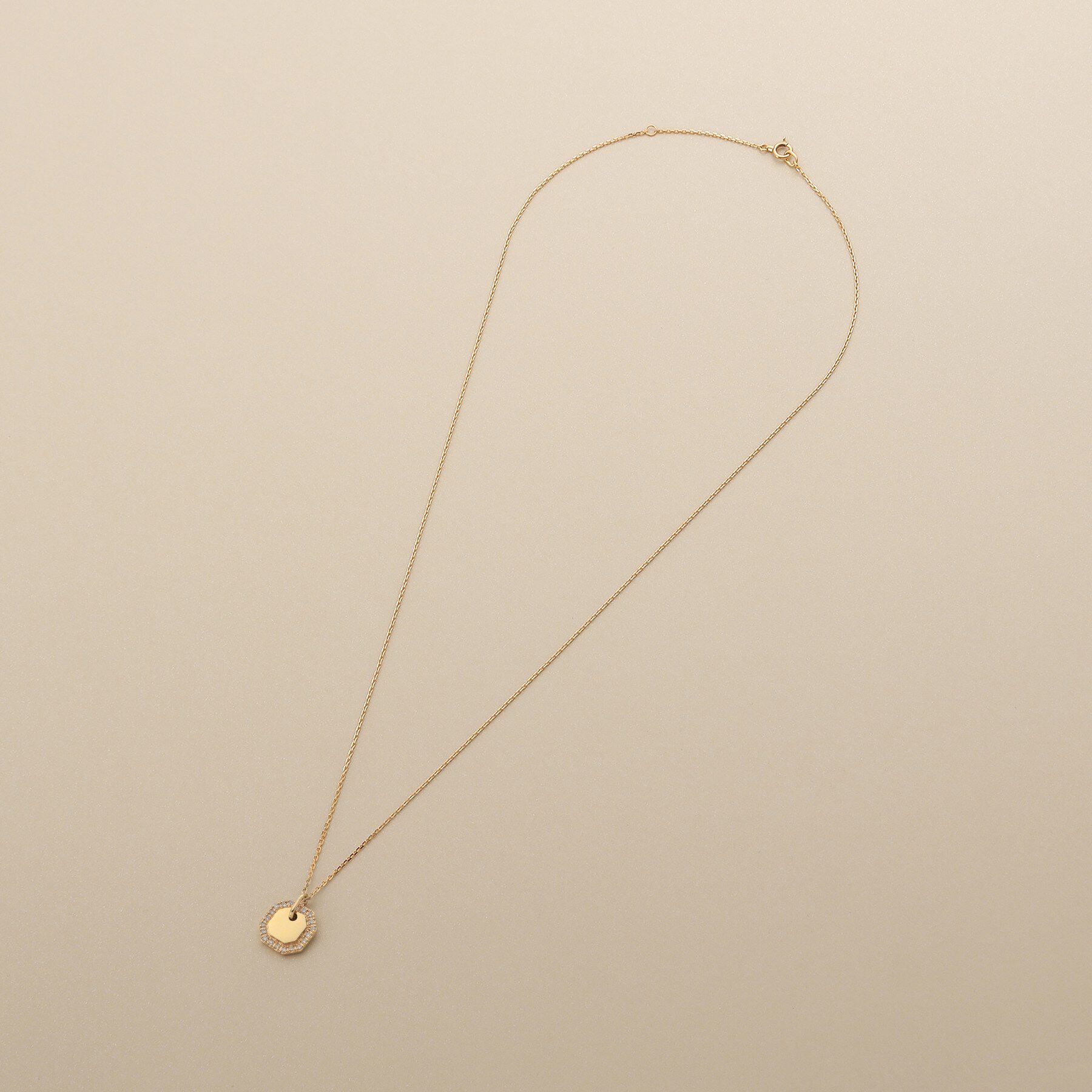 COCOSHNIK「K10ダイヤモンド フレームコーナーカットプレート ネックレス小」|ネックレス|