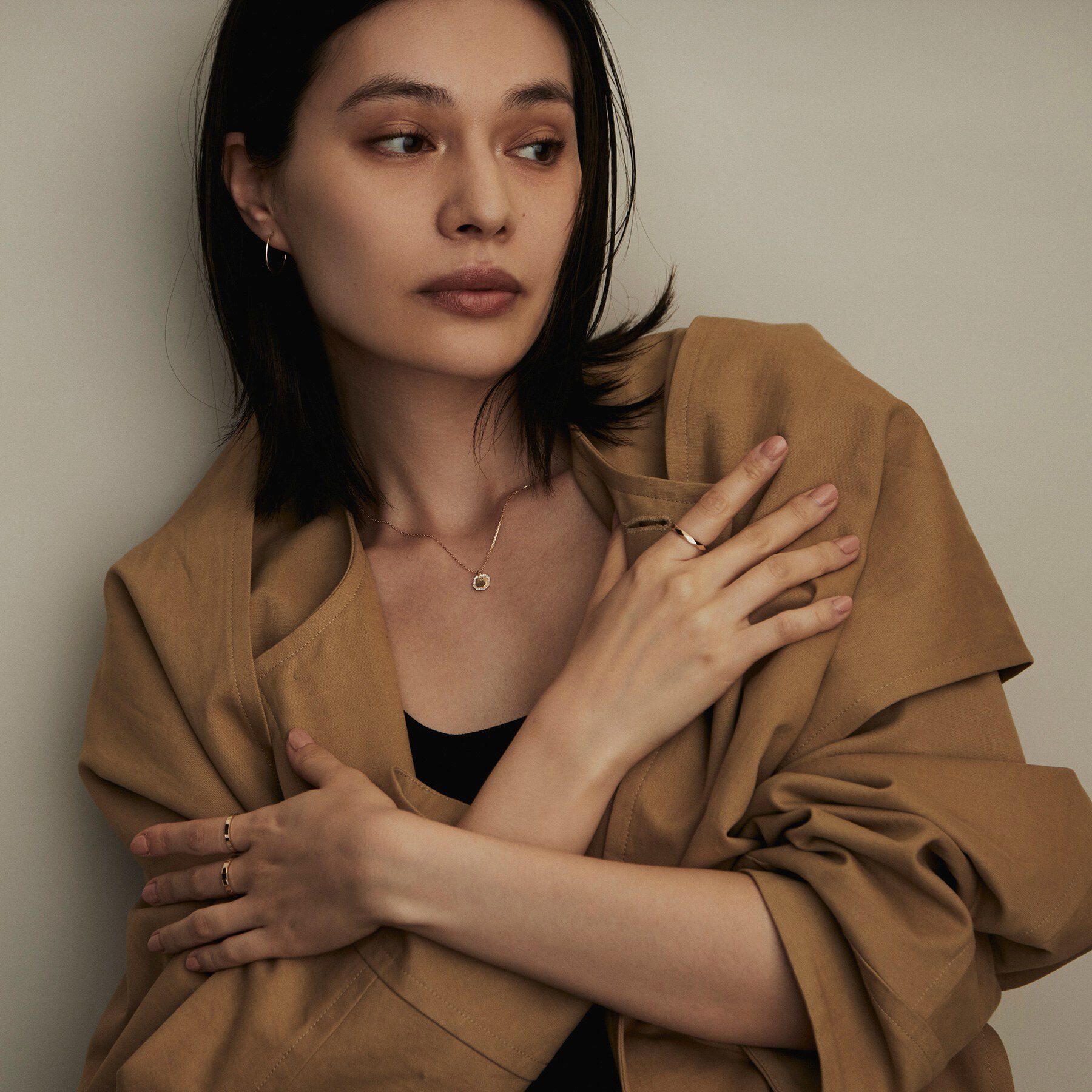 COCOSHNIK「K10ダイヤモンド フレームコーナーカットプレート ネックレス小」|ネックレス|