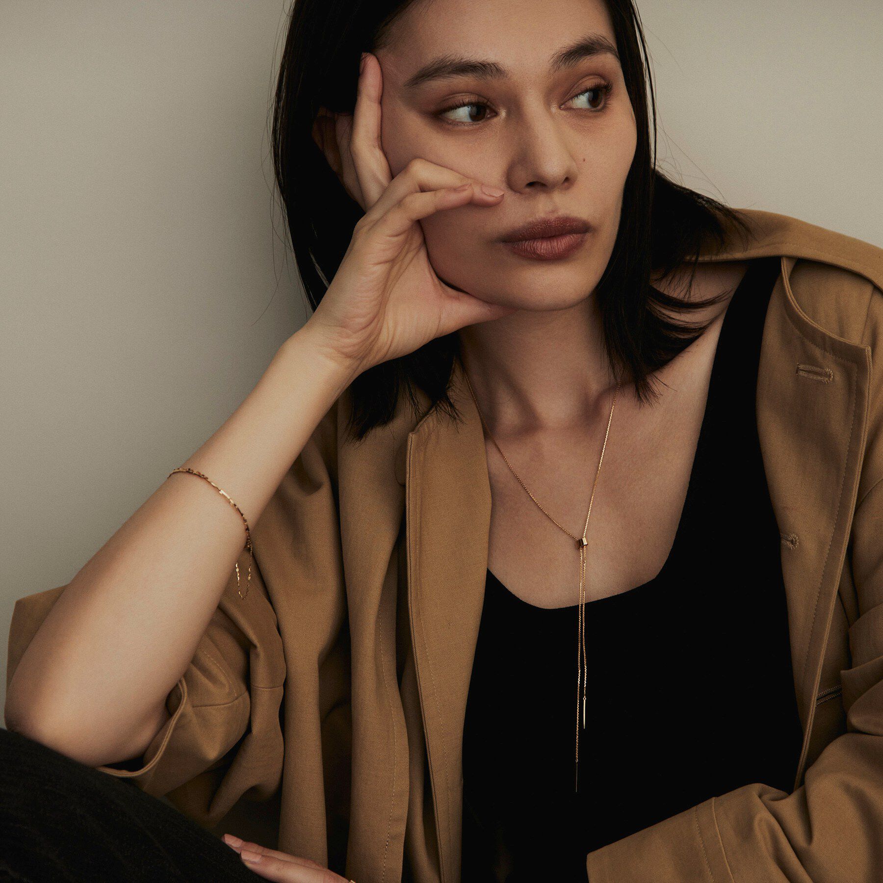 COCOSHNIK「K18スパイクトリプルラリエット ネックレス」|ネックレス|