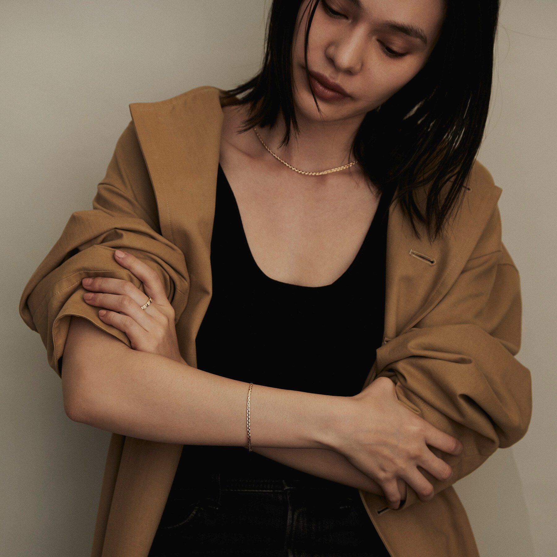 COCOSHNIK「K18ベネフラット三つ編み ブレスレット」|ブレスレット・バングル|