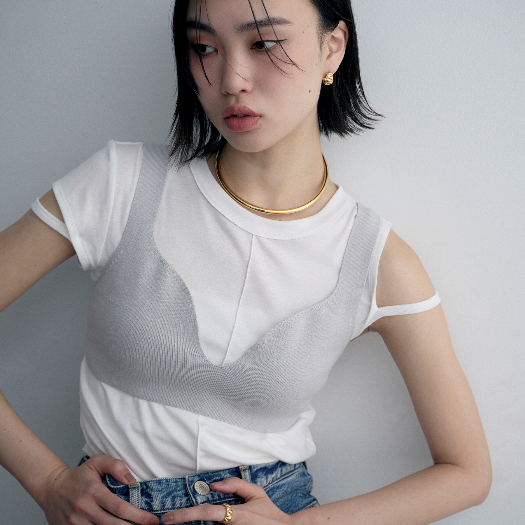 COCOSHNIK ONKITSCH「シルバー キルトフープピアス GP」|ピアス|