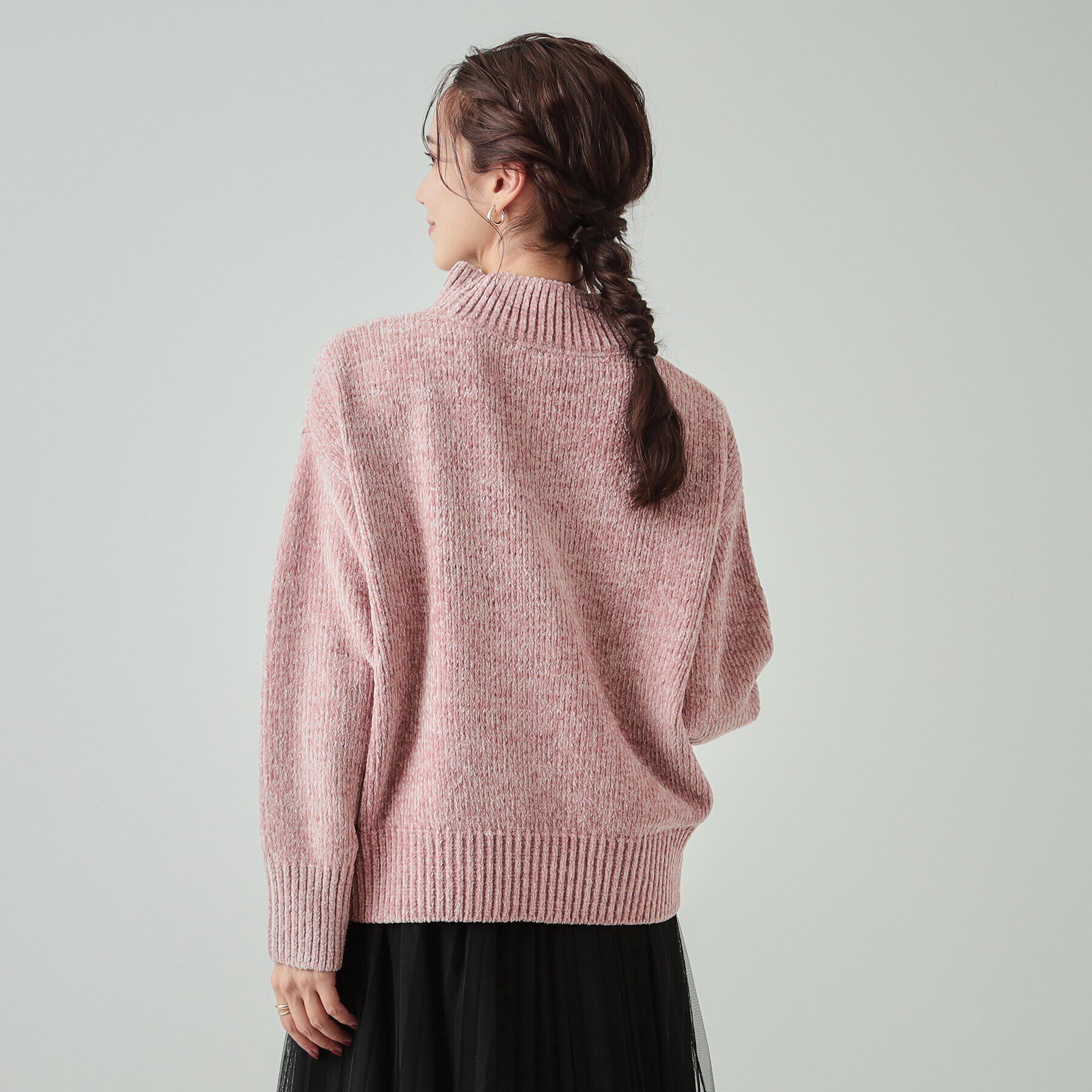 SHOO･LA･RUE「肌触り柔らか ベロアモール モックネックニット」|ニット・セーター|