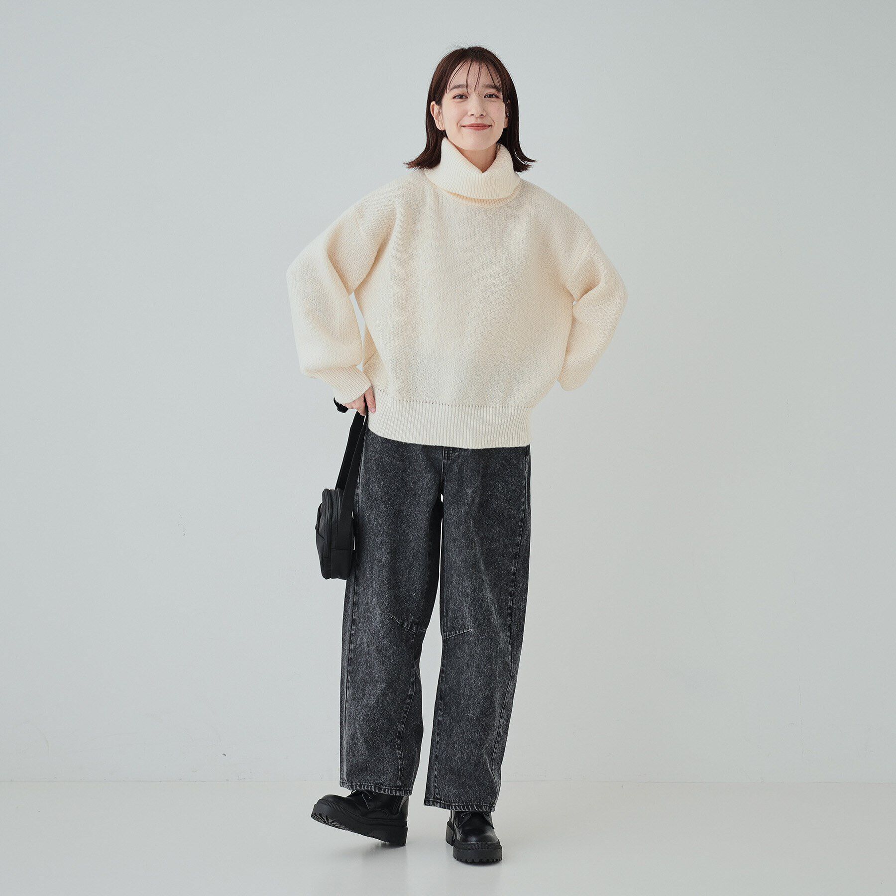 SHOO･LA･RUE「【S-LL】さりげないラメ感 配色ジャカード タートルネックニット」|ニット・セーター|