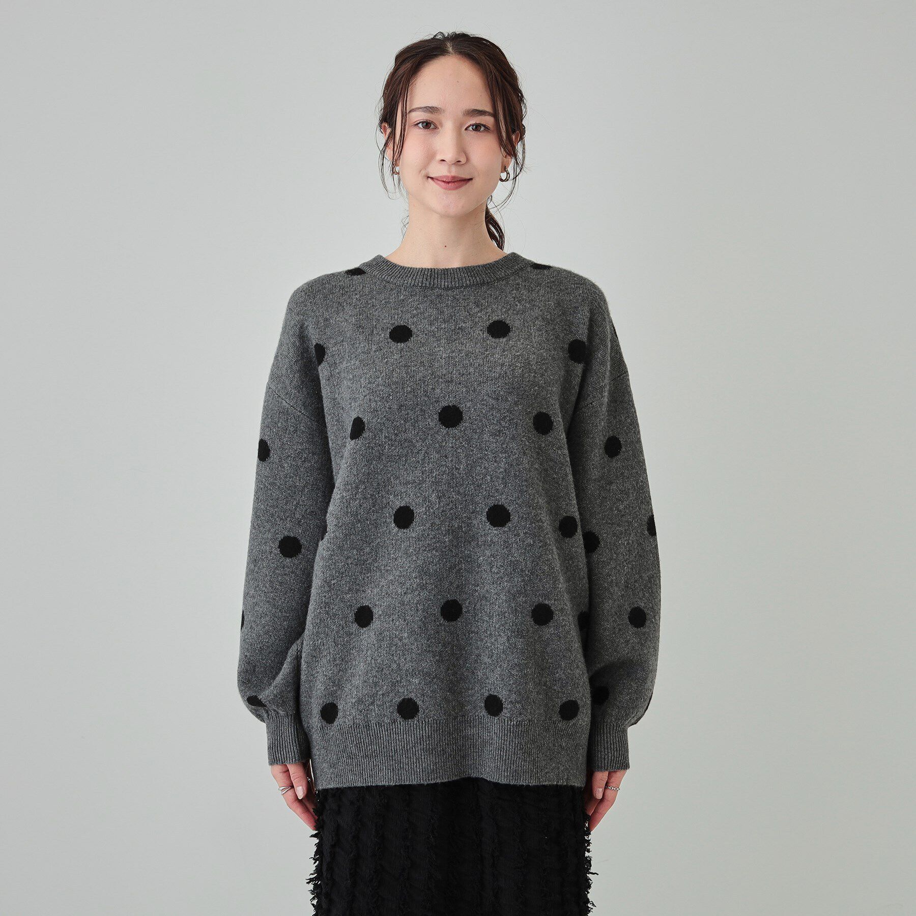 SHOO･LA･RUE「【洗える/S-LL】 ドット柄が目を惹く ゆったりジャカードニット」|ニット・セーター|