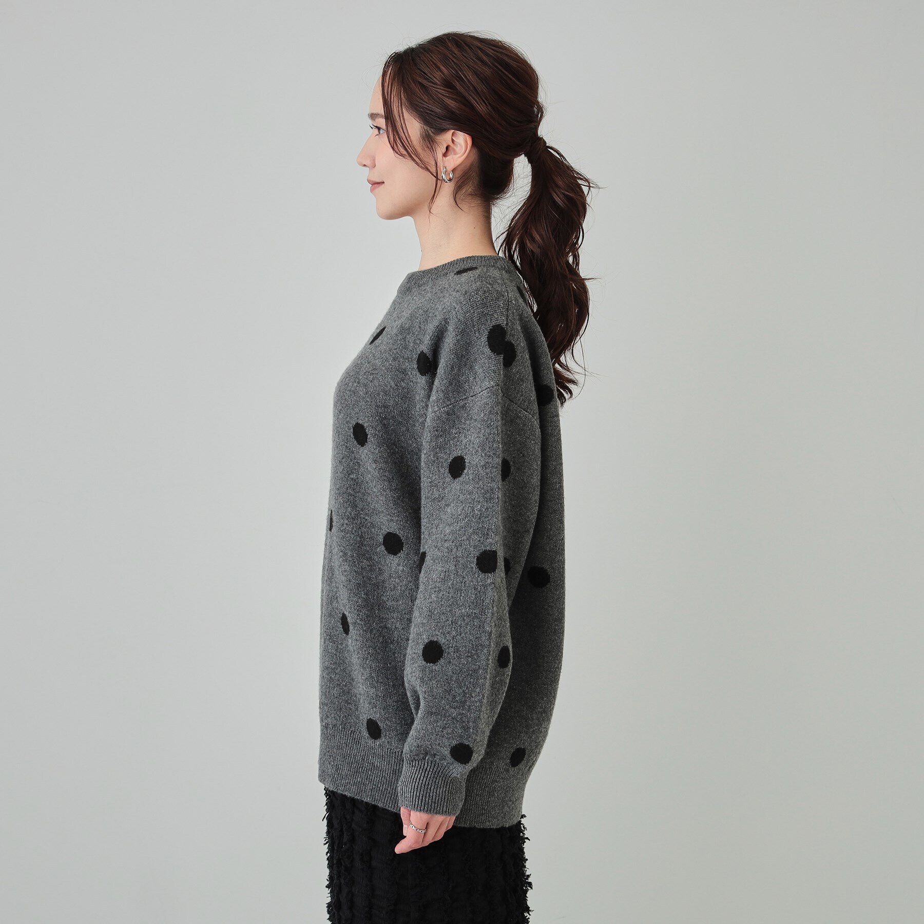SHOO･LA･RUE「【洗える/S-LL】 ドット柄が目を惹く ゆったりジャカードニット」|ニット・セーター|