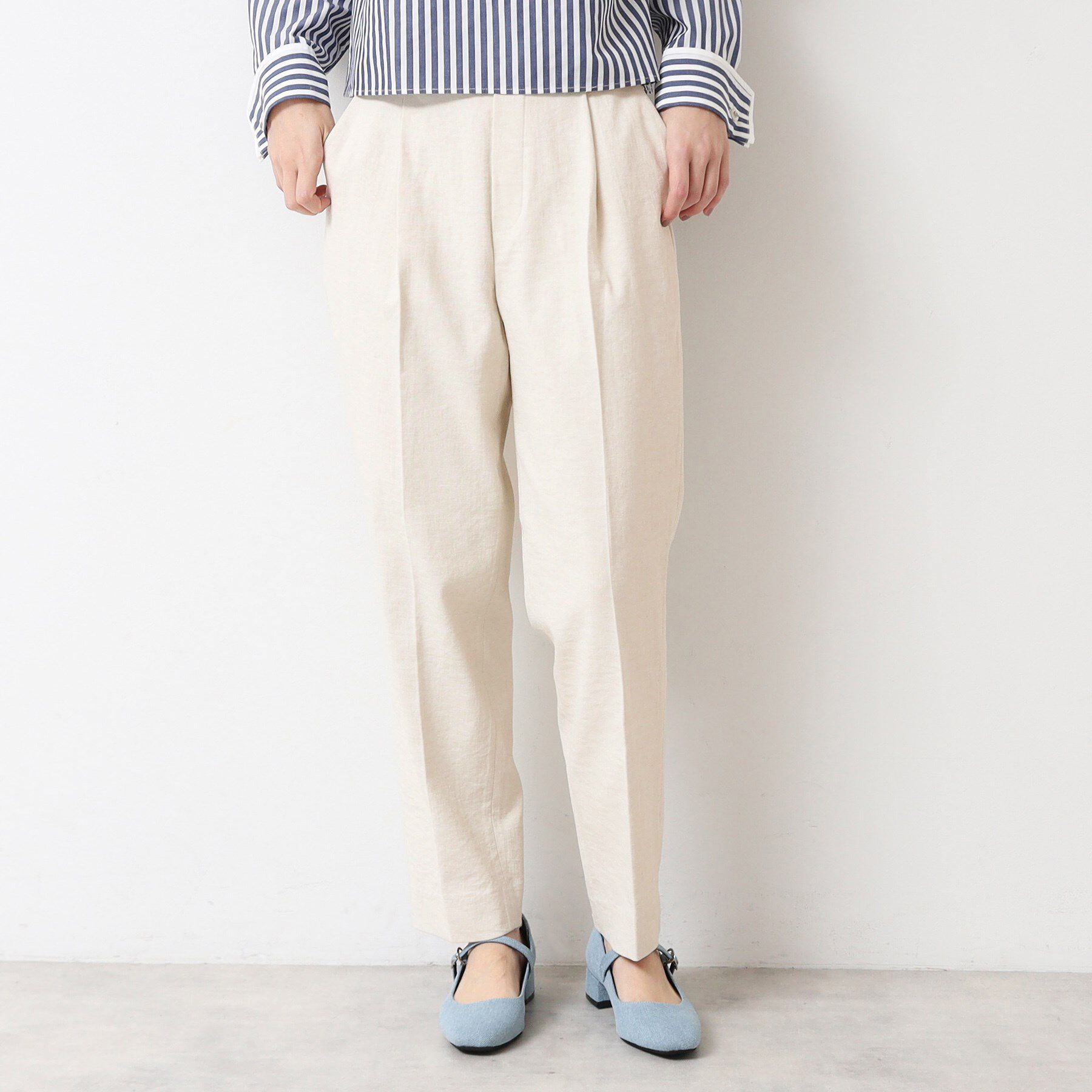 Dessin「【多機能・後ろゴム】リネンブレンドテーパードパンツ」|その他|アイボリー(004)