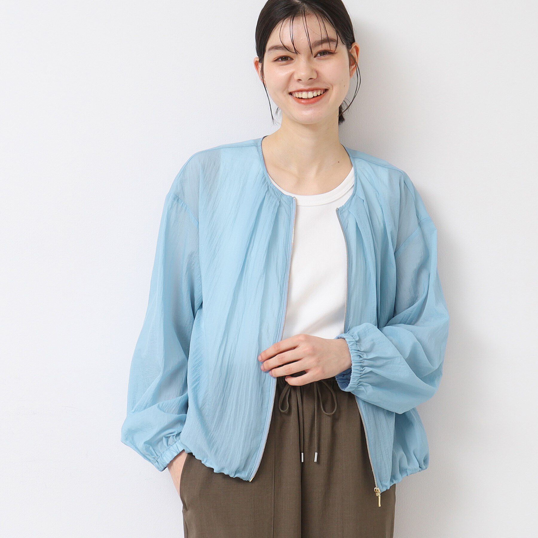 Dessin「【洗える】クルーネックブルゾン（S～L）」|ブルゾン・スタジャン|ブルー(092)