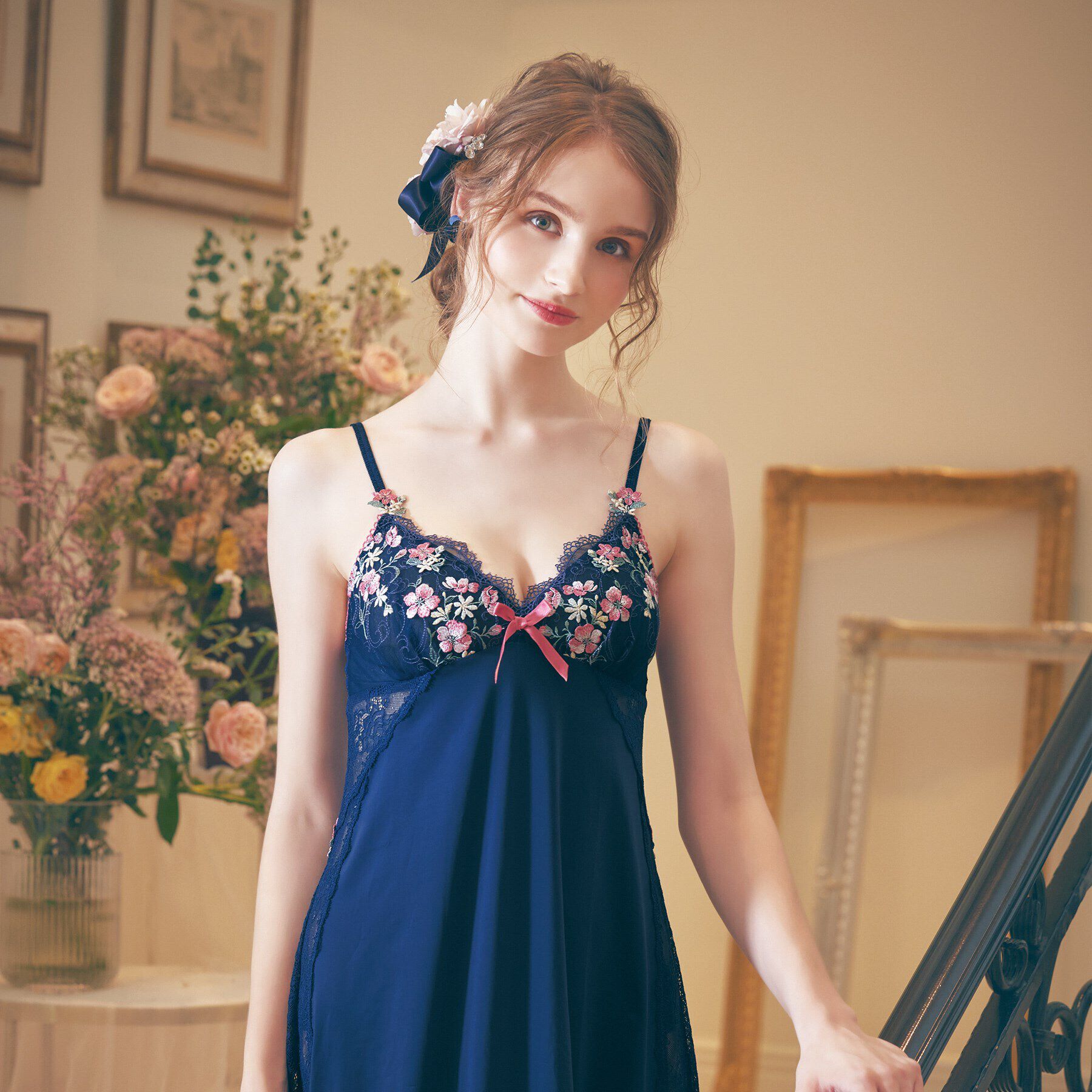 Risa Magli「アン・マリー スリップ」|キャミソール|ネイビー(094)