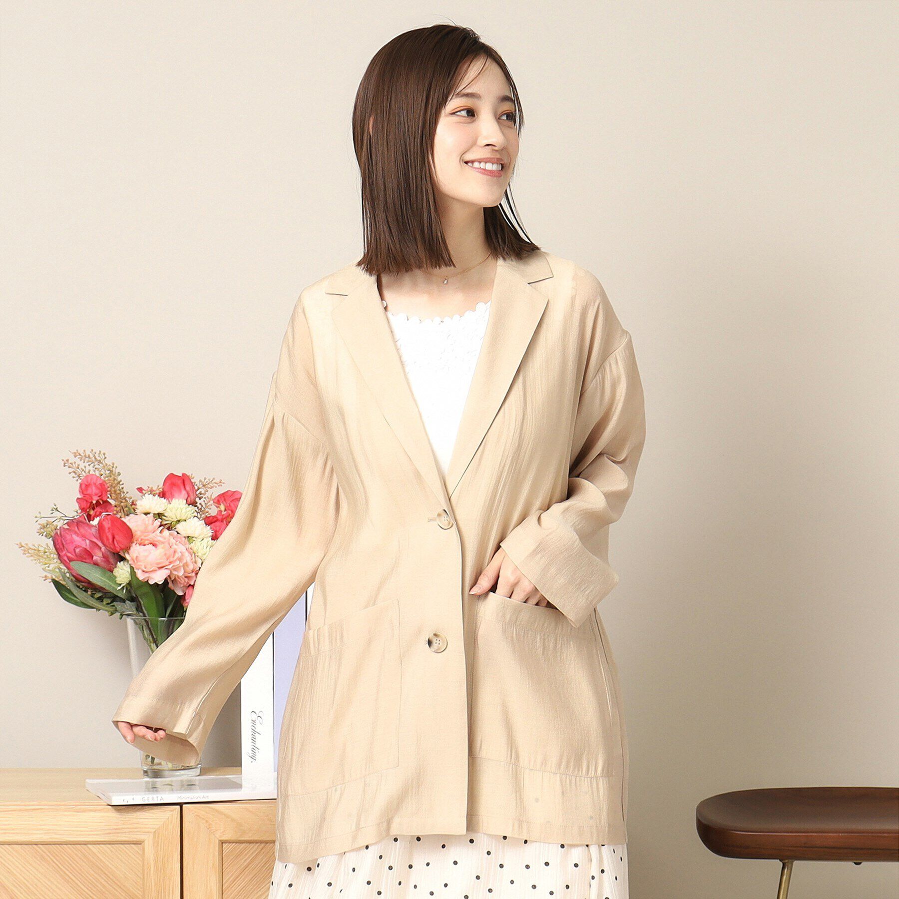 ITS&rsquo;DEMO「【手洗い可】シアージャケット」|テーラードジャケット|ライトベージュ(05