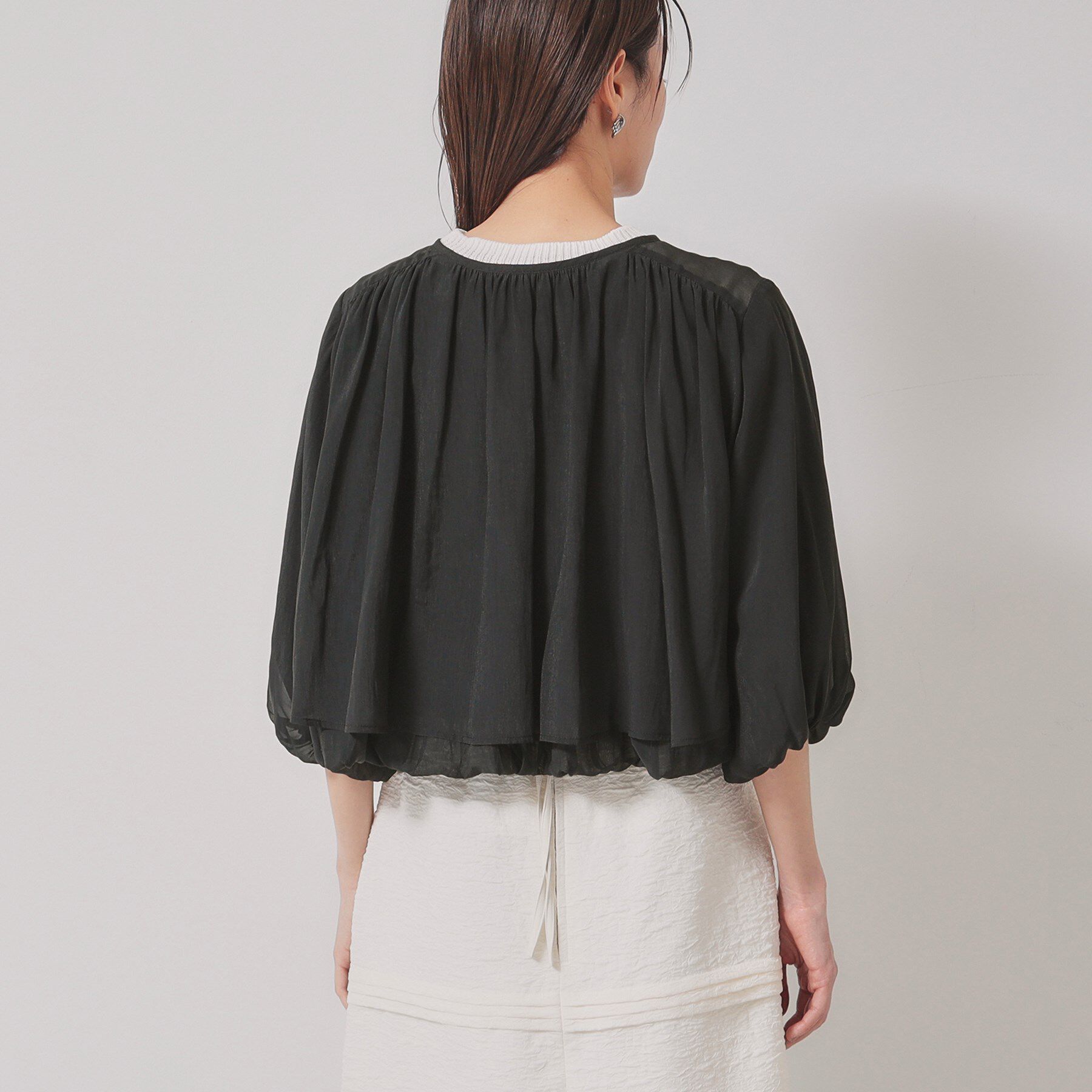 SunaUna「【パウダーシフォン／バルーンスリーブ】クロプトブルゾン」|ブルゾン・スタジャン|