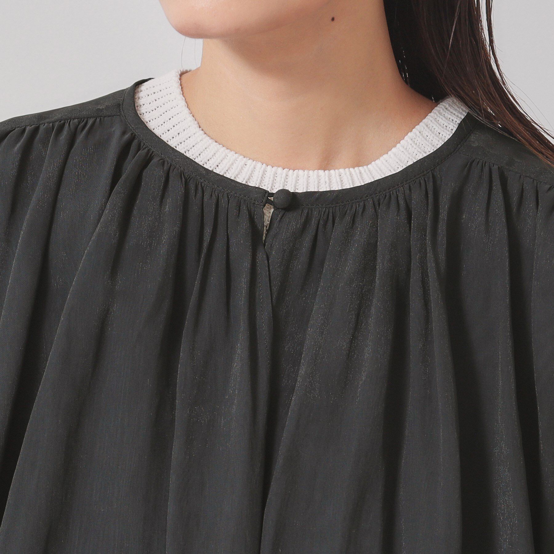 SunaUna「【パウダーシフォン／バルーンスリーブ】クロプトブルゾン」|ブルゾン・スタジャン|