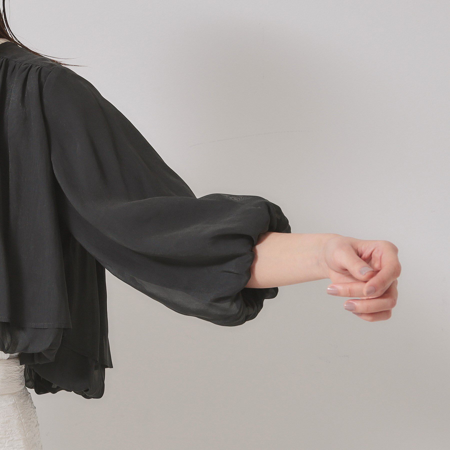 SunaUna「【パウダーシフォン／バルーンスリーブ】クロプトブルゾン」|ブルゾン・スタジャン|