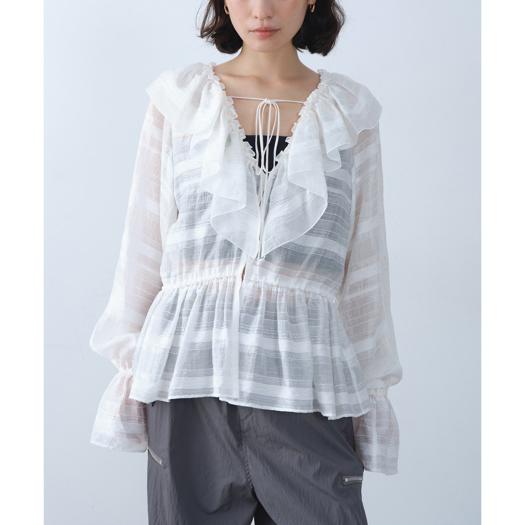 CODE A「dream ruffle lace blouse」|シャツ・ブラウス|ホワイト(001)