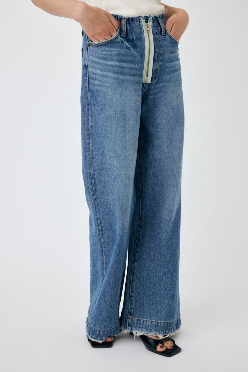 MOUSSY「ZIP DESIGN LOOSE FLARE」|デニム|