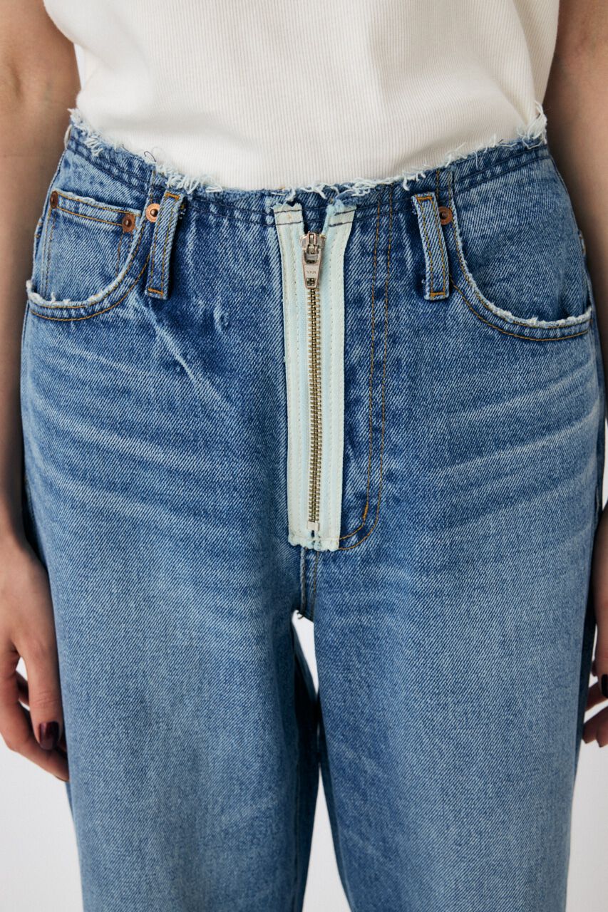 MOUSSY「ZIP DESIGN LOOSE FLARE」|デニム|