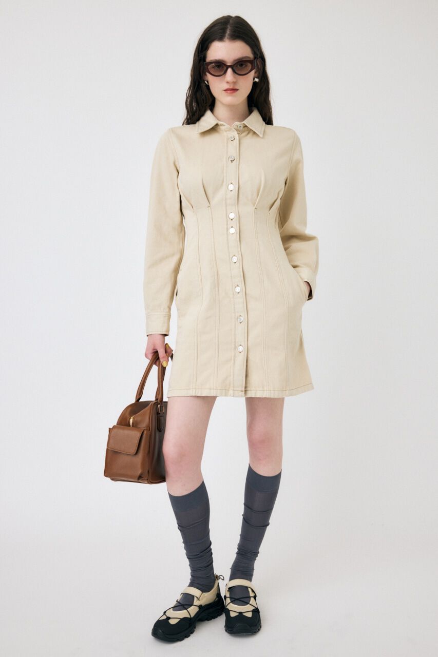 MOUSSY「WAIST TUCK ミニドレス」|ワンピース|ECRU