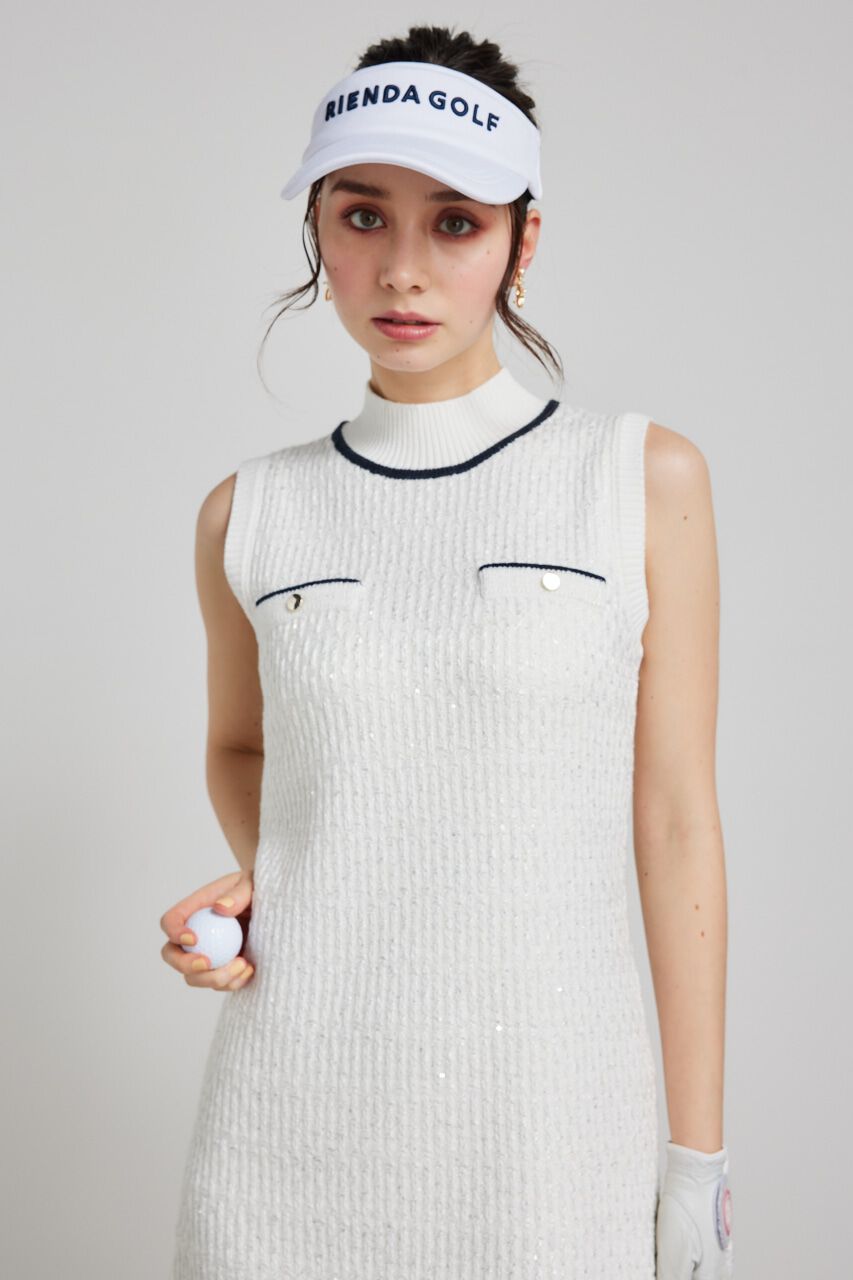 rienda「シャイニーツイードモックネックニットOP」|ワンピース|