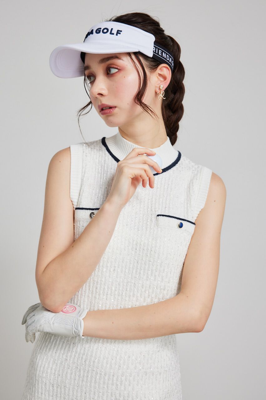 rienda「シャイニーツイードモックネックニットOP」|ワンピース|