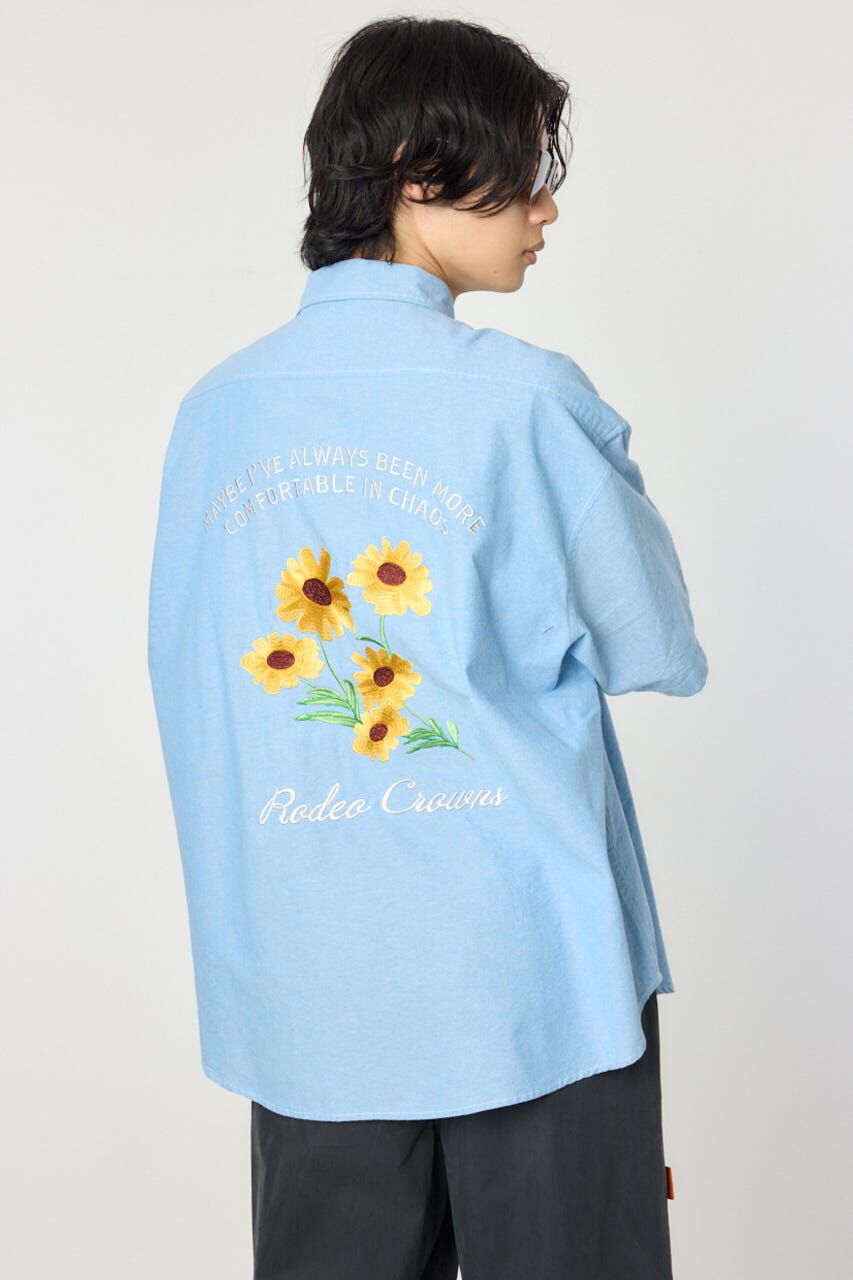 RODEO CROWNS「バックフラワーシャンブレーシャツ」|シャツ・ブラウス|L/BLU1