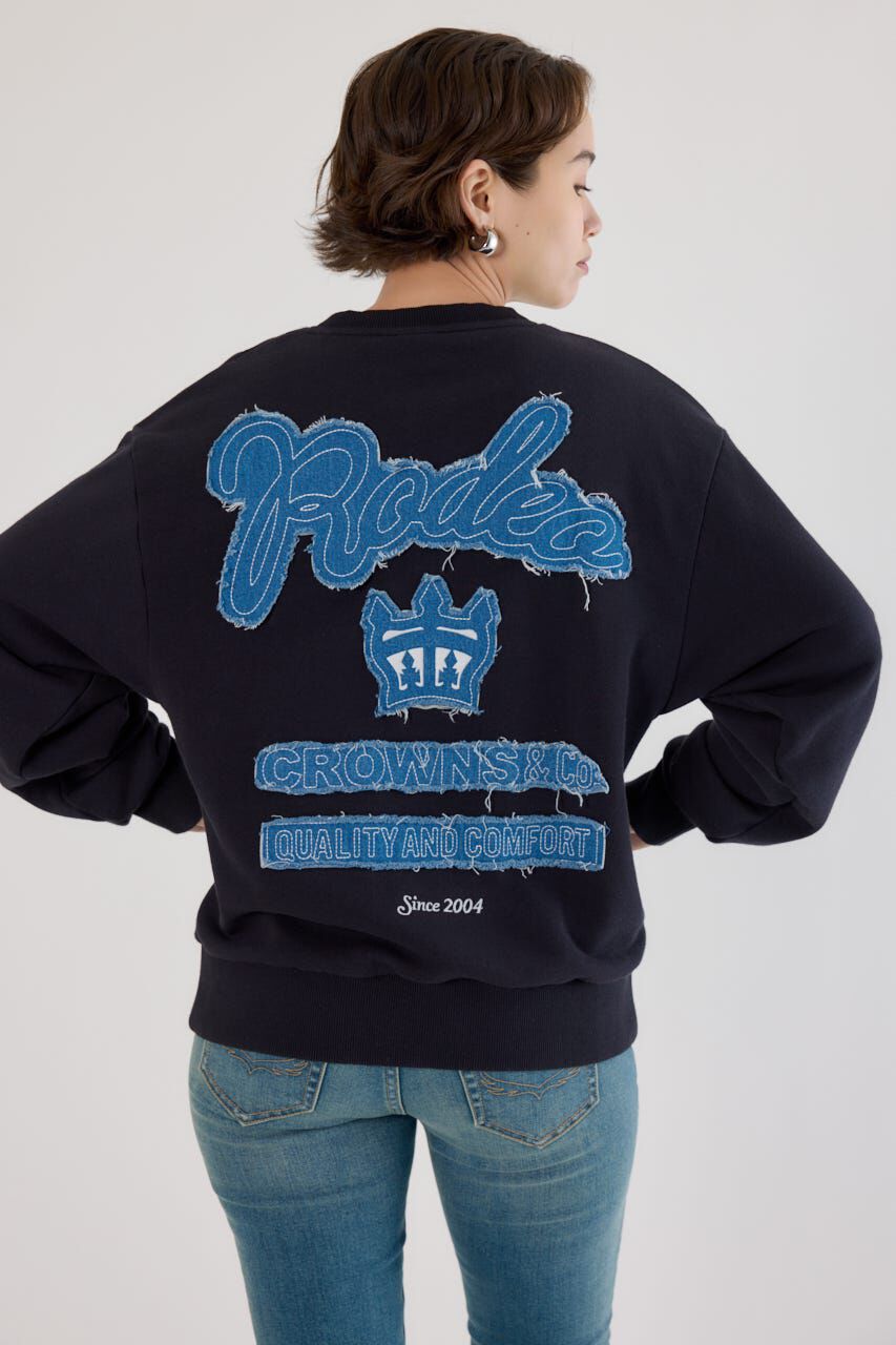RODEO CROWNS「ロゴデニムパッチスウェットトップス」|パーカー|
