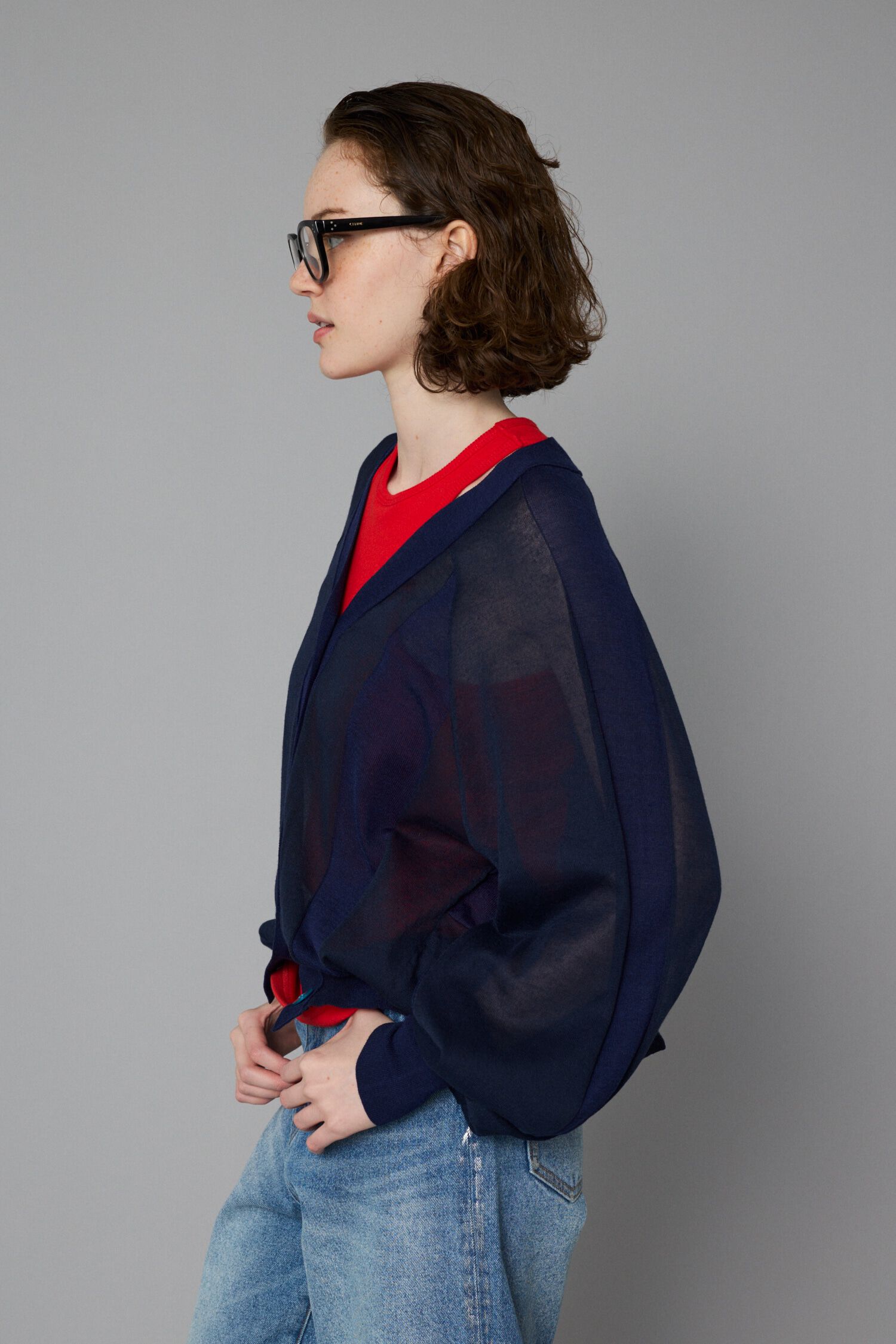 HeRIN.CYE「Color block sheer cardigan」|カーディガン|