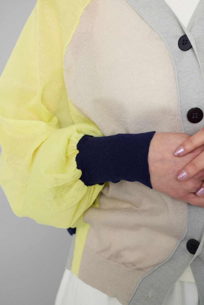 HeRIN.CYE「Color block sheer cardigan」|カーディガン|