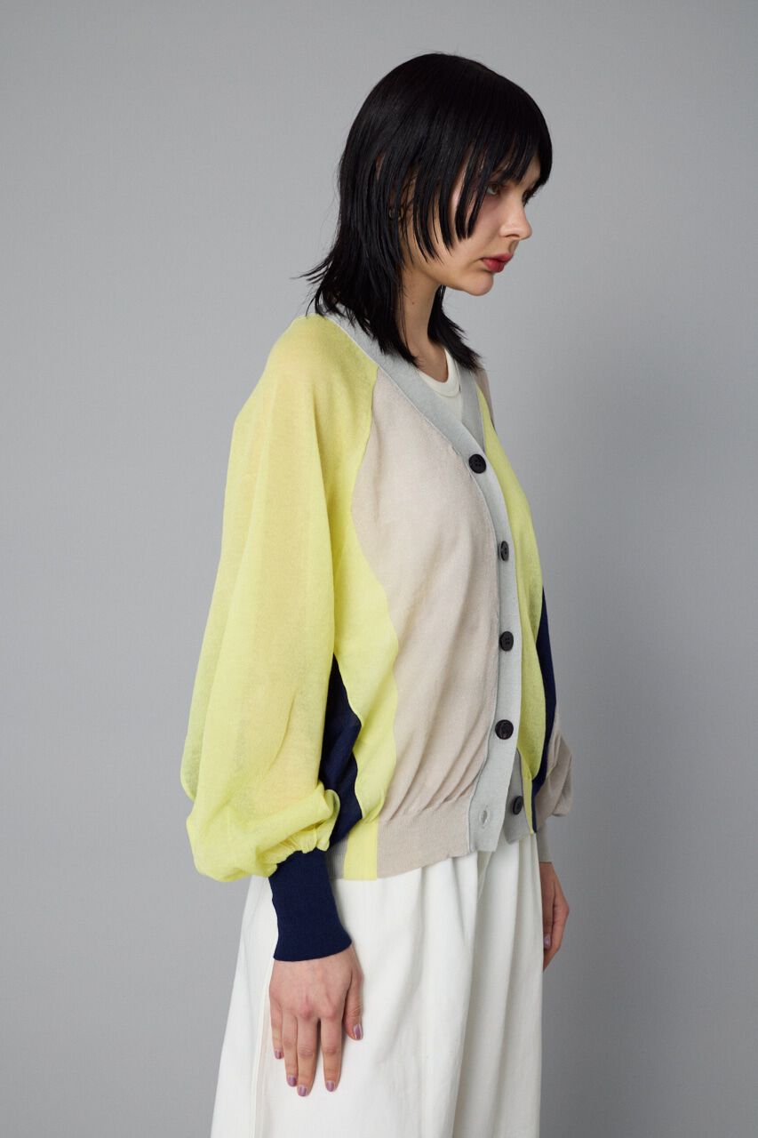HeRIN.CYE「Color block sheer cardigan」|カーディガン|