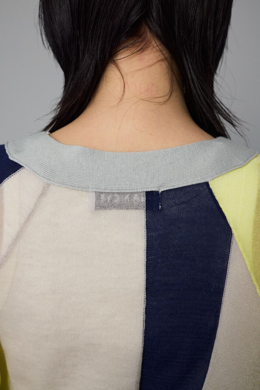 HeRIN.CYE「Color block sheer cardigan」|カーディガン|