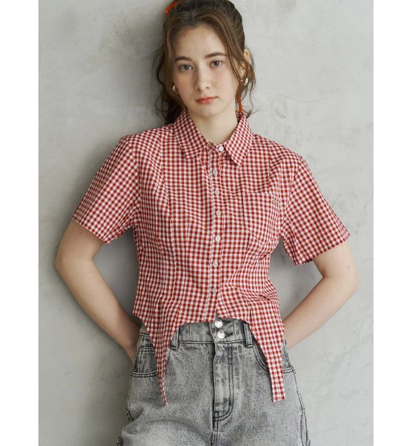 CALNAMUR「CORSET GINGHAM CHECK SHIRTS/コルセットギンガムチェックシャツ」|シャツ・ブラウス|