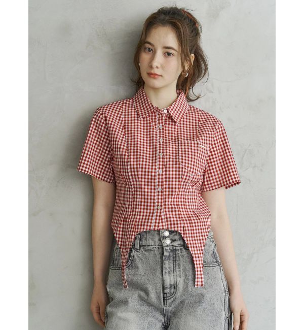CALNAMUR「CORSET GINGHAM CHECK SHIRTS/コルセットギンガムチェックシャツ」|シャツ・ブラウス|