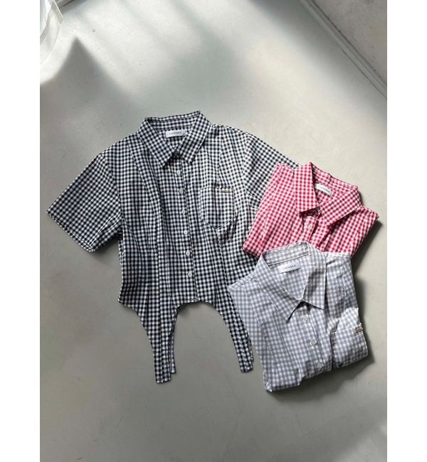 CALNAMUR「CORSET GINGHAM CHECK SHIRTS/コルセットギンガムチェックシャツ」|シャツ・ブラウス|