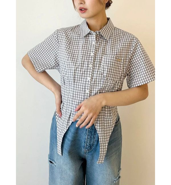 CALNAMUR「CORSET GINGHAM CHECK SHIRTS/コルセットギンガムチェックシャツ」|シャツ・ブラウス|