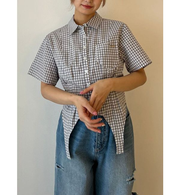 CALNAMUR「CORSET GINGHAM CHECK SHIRTS/コルセットギンガムチェックシャツ」|シャツ・ブラウス|