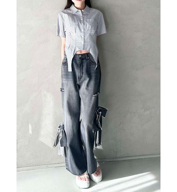 CALNAMUR「CORSET GINGHAM CHECK SHIRTS/コルセットギンガムチェックシャツ」|シャツ・ブラウス|