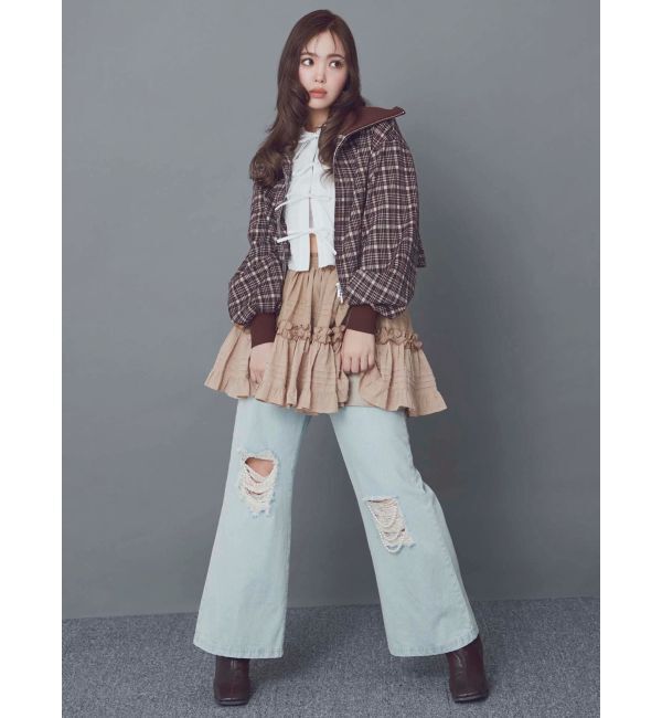 CALNAMUR「シャツカラーギャザーリボンカットソー」|シャツ・ブラウス|