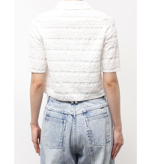 CALNAMUR「シャツカラーギャザーリボンカットソー」|シャツ・ブラウス|