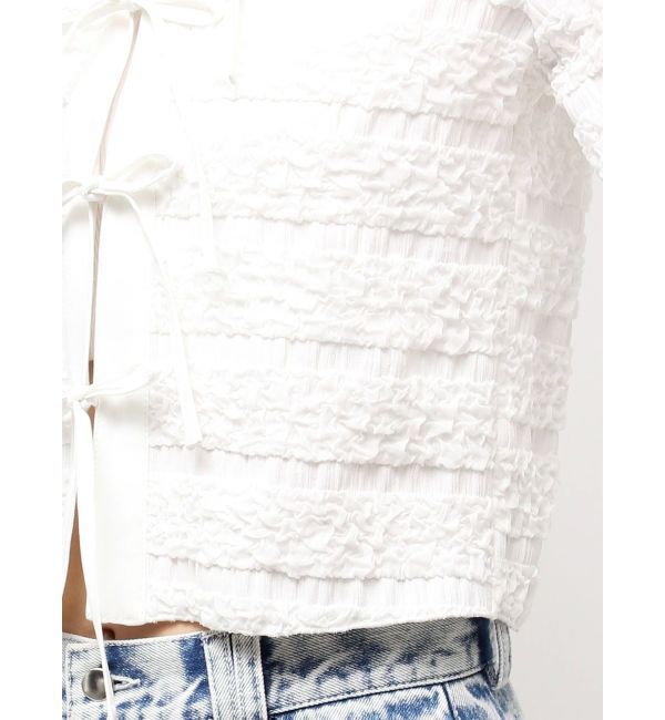 CALNAMUR「シャツカラーギャザーリボンカットソー」|シャツ・ブラウス|