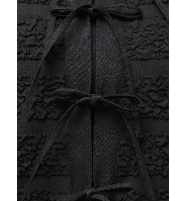 CALNAMUR「シャツカラーギャザーリボンカットソー」|シャツ・ブラウス|