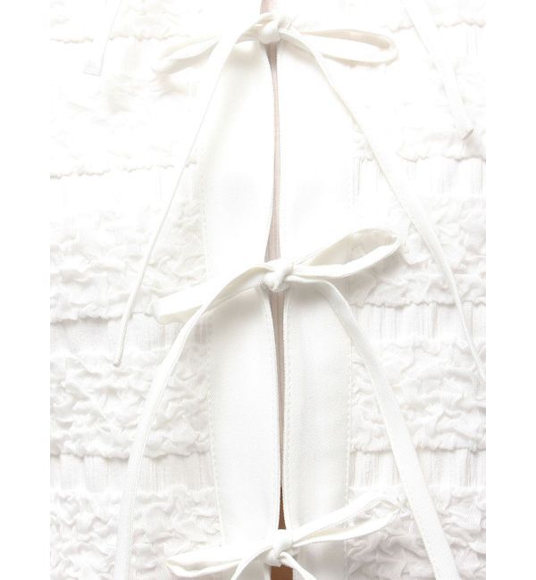 CALNAMUR「シャツカラーギャザーリボンカットソー」|シャツ・ブラウス|