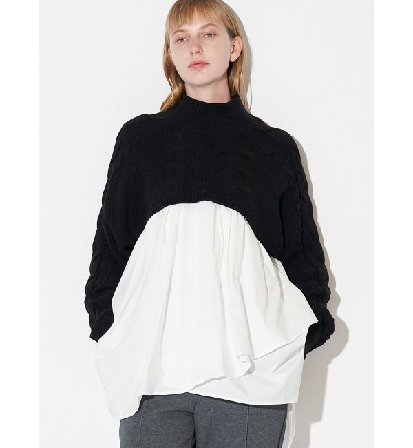 ELENDEEK「ASYMMETRY DOCKING KT」|ニット・セーター|ブラック