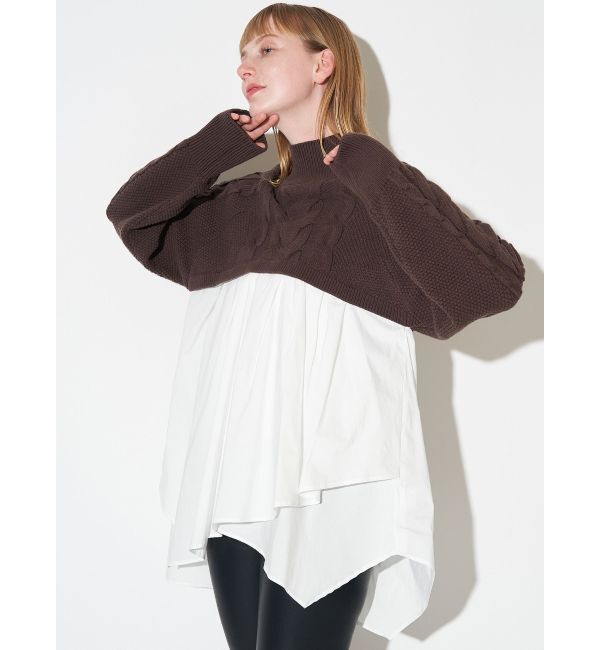 ELENDEEK「ASYMMETRY DOCKING KT」|ニット・セーター|ブラウン