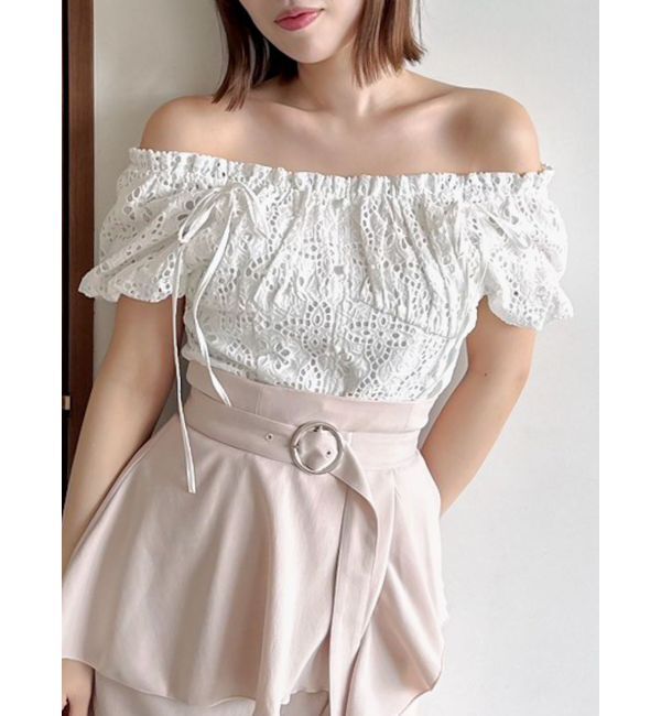 dazzlin「2WAYバルーンスリーブコットンレースブラウス」|シャツ・ブラウス|オフホワイト