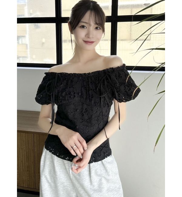 dazzlin「2WAYバルーンスリーブコットンレースブラウス」|シャツ・ブラウス|ブラック