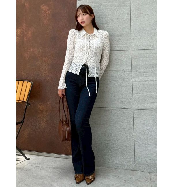 dazzlin「【吉田朱里】メイクアップフレアデニムパンツ」|デニム|