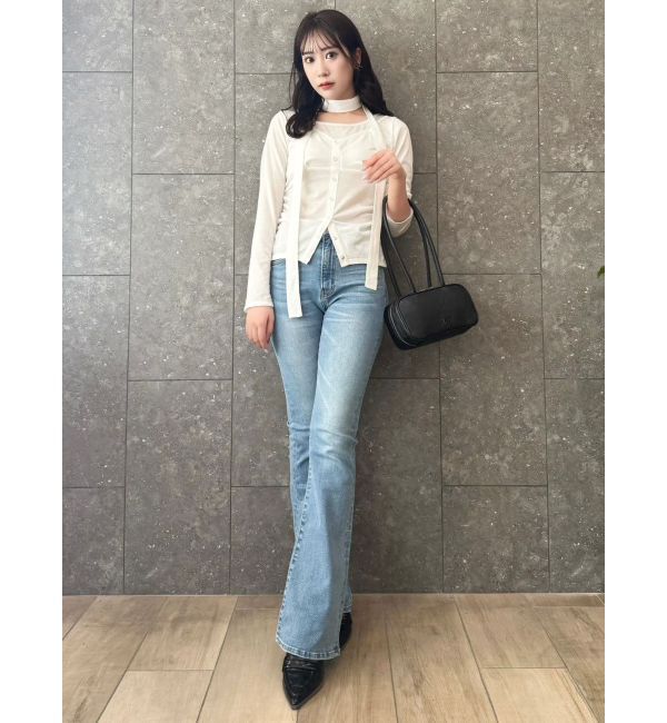 dazzlin「【吉田朱里】メイクアップフレアデニムパンツ」|デニム|