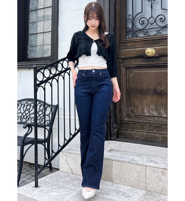 dazzlin「【吉田朱里】メイクアップフレアデニムパンツ」|デニム|